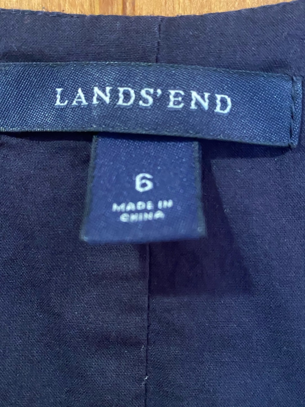 Lands'End Women's Navy Blue Pleated Accent Knee Length Double Layer Dress - Picture 3 of 5